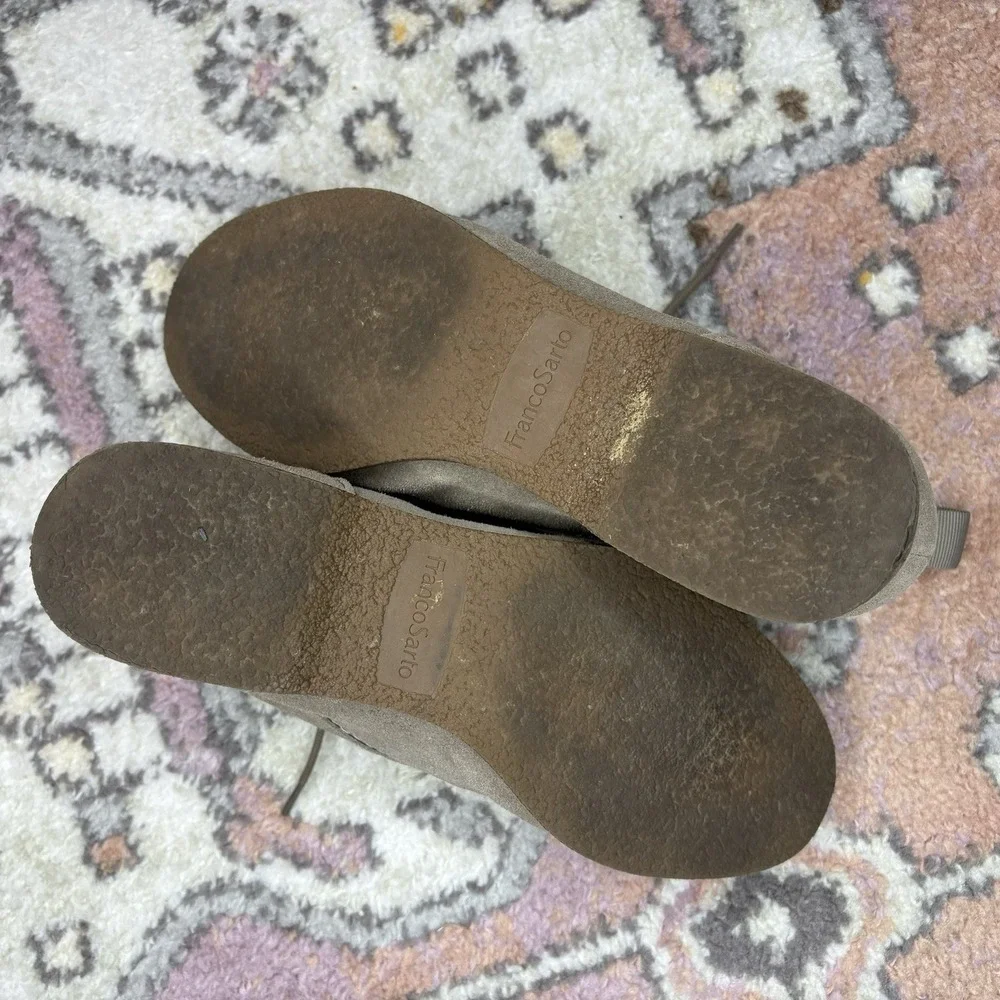 Franco Sarto Chukka Ankle Booties Beige‎ Suede Leather 8 Palazzo Boho Casual